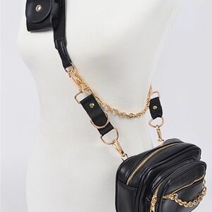 Elegant Black and Gold Women's Crossbody Bag